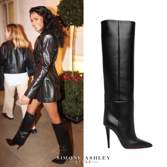 Christian Louboutin Astrilarge Botta 100 Black Leather Knee High Boots EU 40 - Picture 2 of 12